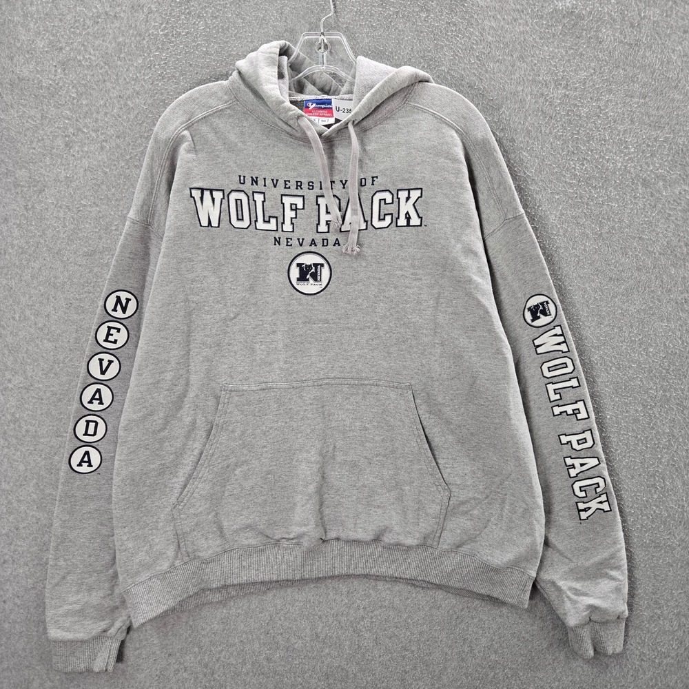 Nevada Wolf Pack Men Sweatshirt XL Gray Hoodie Logo Champion Graphic Y2K READ